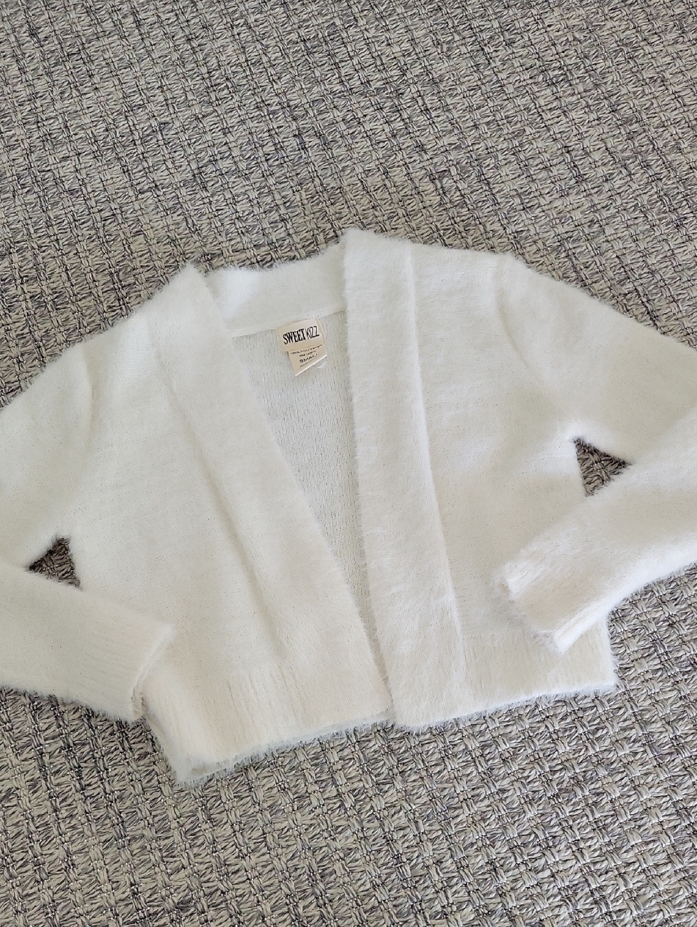 SWEET KIZZ Cozy OFF White Fuzzy Open-Front Cardigan SMALL
